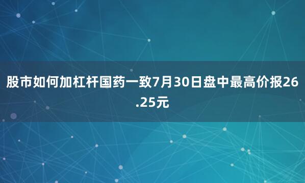 股市如何加杠杆国药一致7月30日盘中最高价报26.25元